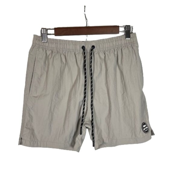 Spicy Tuna Mens Swim Trunks Shorts‎ Elastic Drawstring Waist Taupe Size Medium - Picture 1 of 10